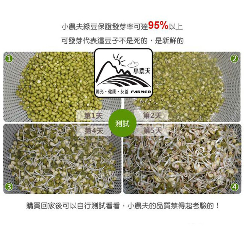       【小農夫】台南5號-國產粉綠豆5包組(500g/包)