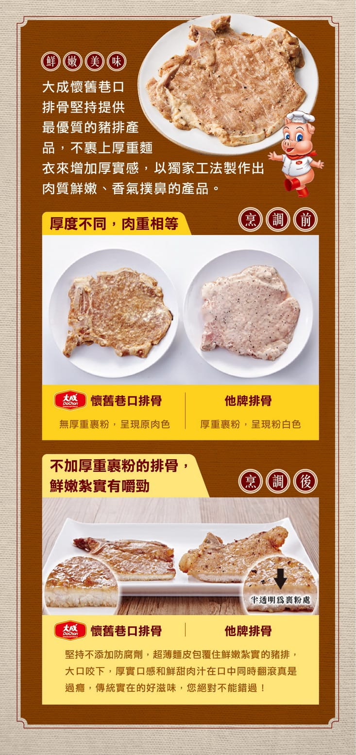【大成】中一排骨(135g/片)50片組 大成食品(排骨 大成 團購熱銷 台灣