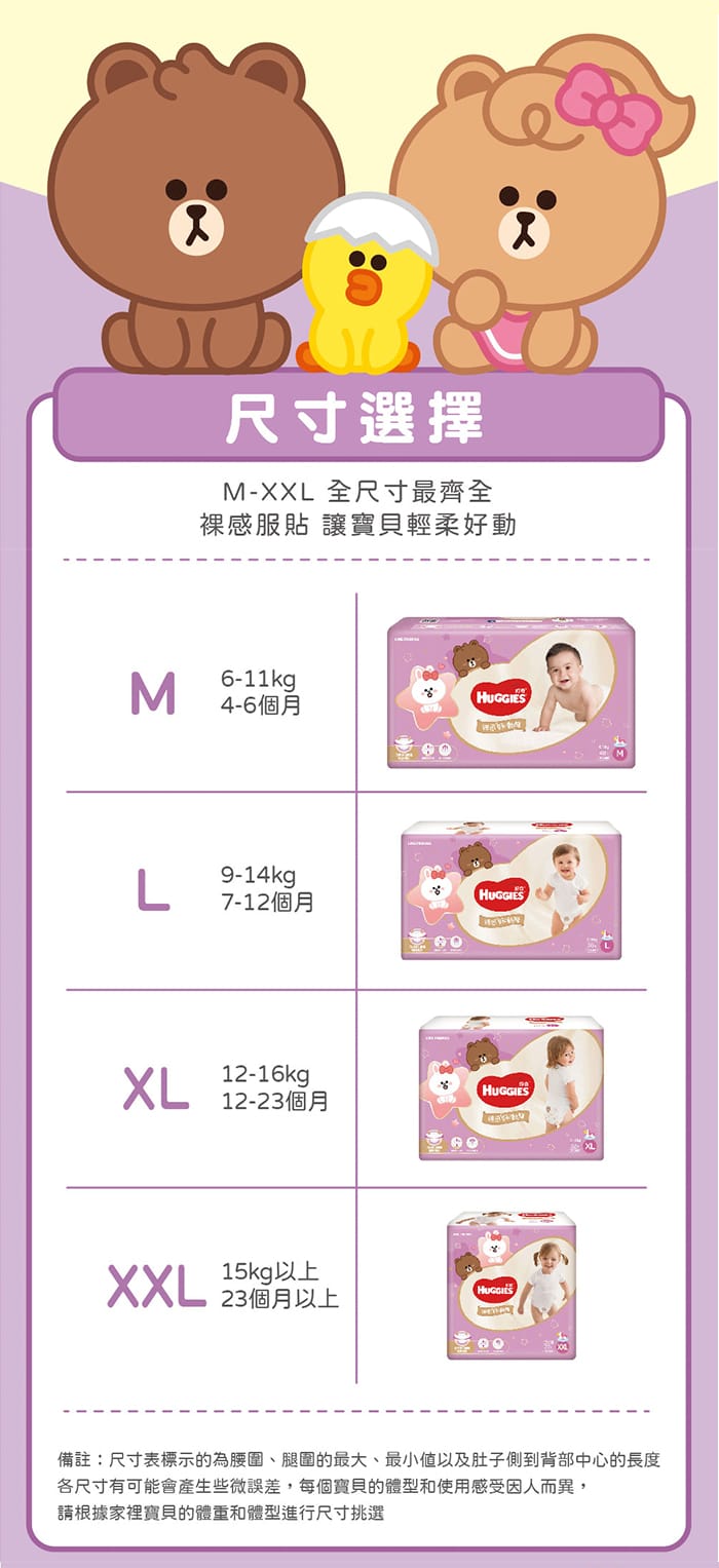 【HUGGIES 好奇】LINE FRIENDS 合作款裸感好動褲/褲型尿布箱購