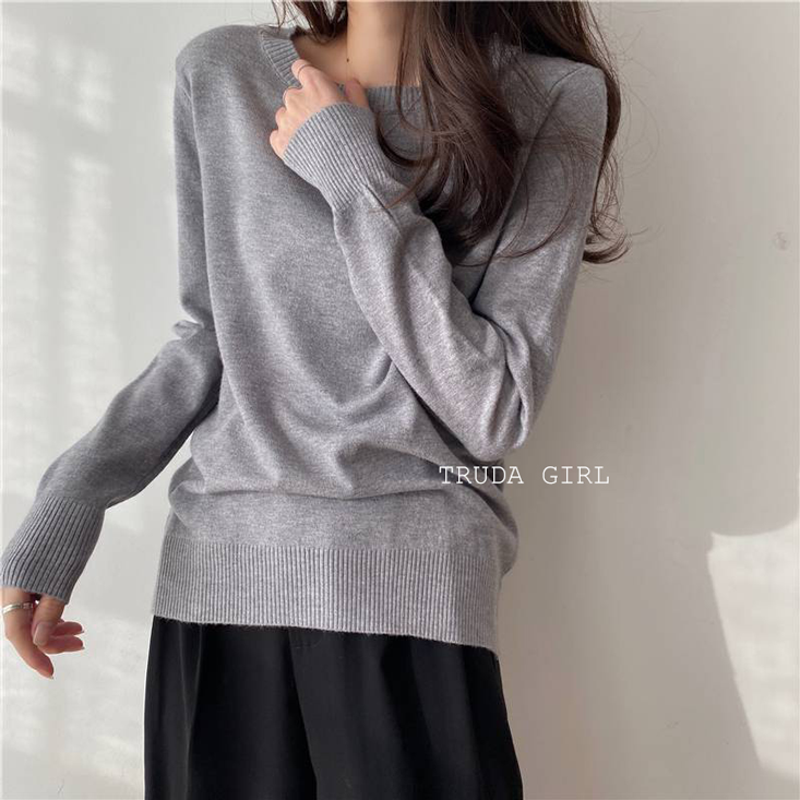 韓系百搭日常親膚保暖包心紗針織上衣 12色任選