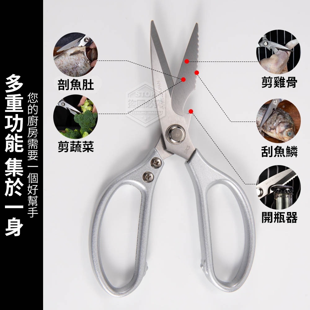       【你會買】超鋒利鋸齒不鏽鋼萬能剪刀x2組(萬用剪刀 食物剪 開瓶器