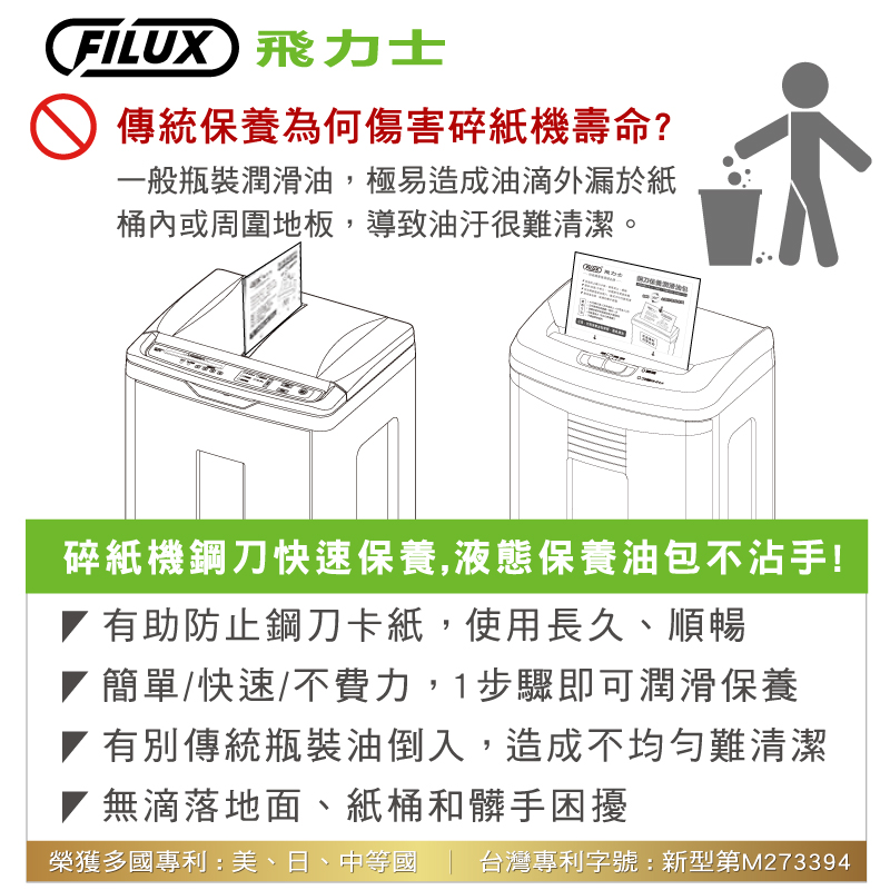 【FILUX 飛力士】15張超靜音碎紙機FC-156QW 內含多種組合