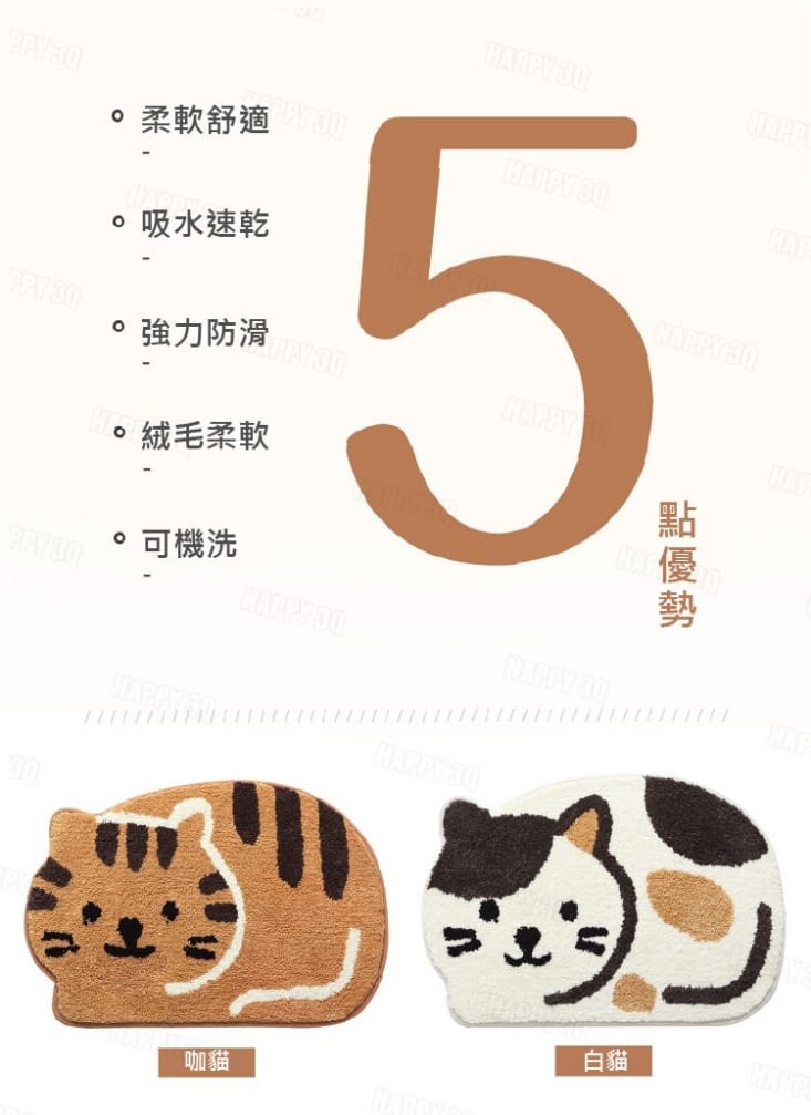 【可機洗/超吸水防滑】貓咪造型吸水墊 卡通動物造型 踏墊 防滑墊 浴室 臥室 門