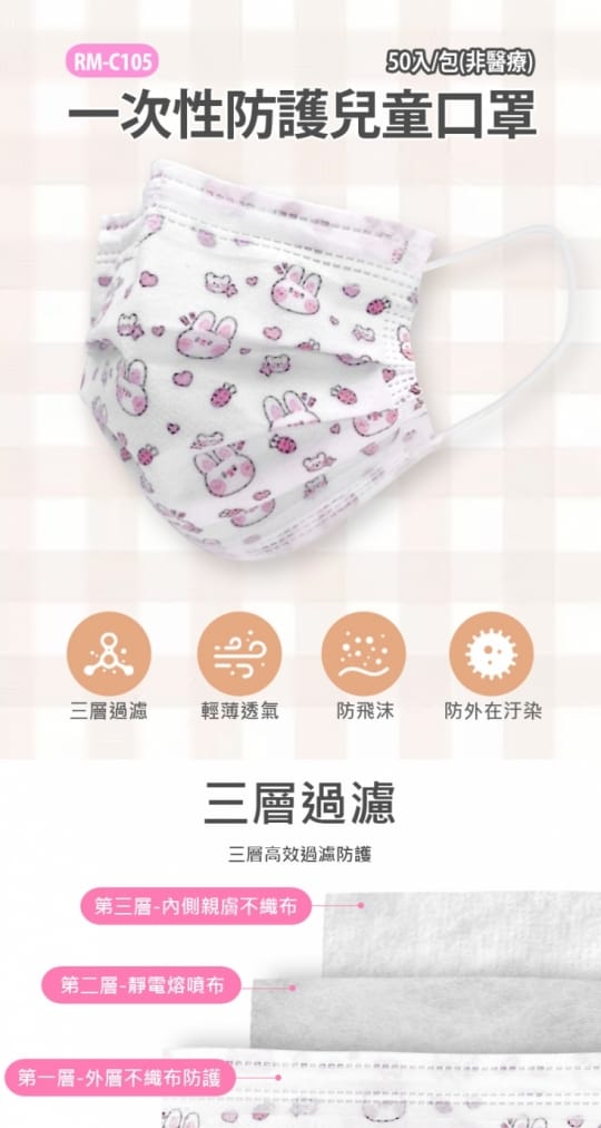 卡通造型兒童防護口罩