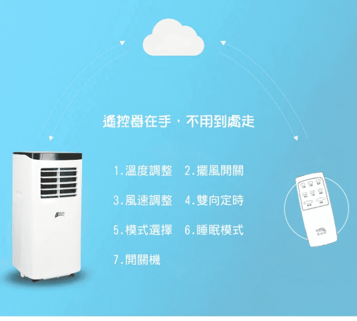 【JJPRO家佳寶】8000BTU 移動式冷氣/空調 升級款JPP01