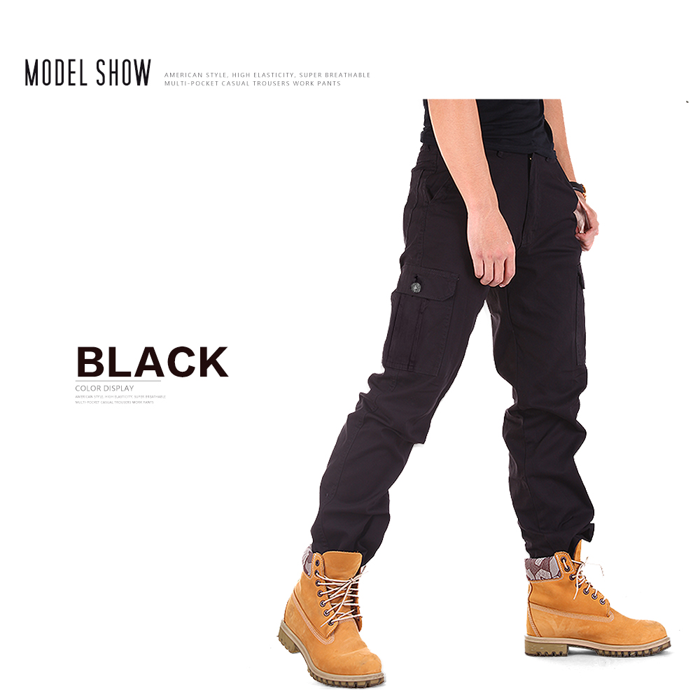 美式超彈性休閒長褲 透氣不悶工裝褲 工作褲 口袋褲 彈性褲 M-5L