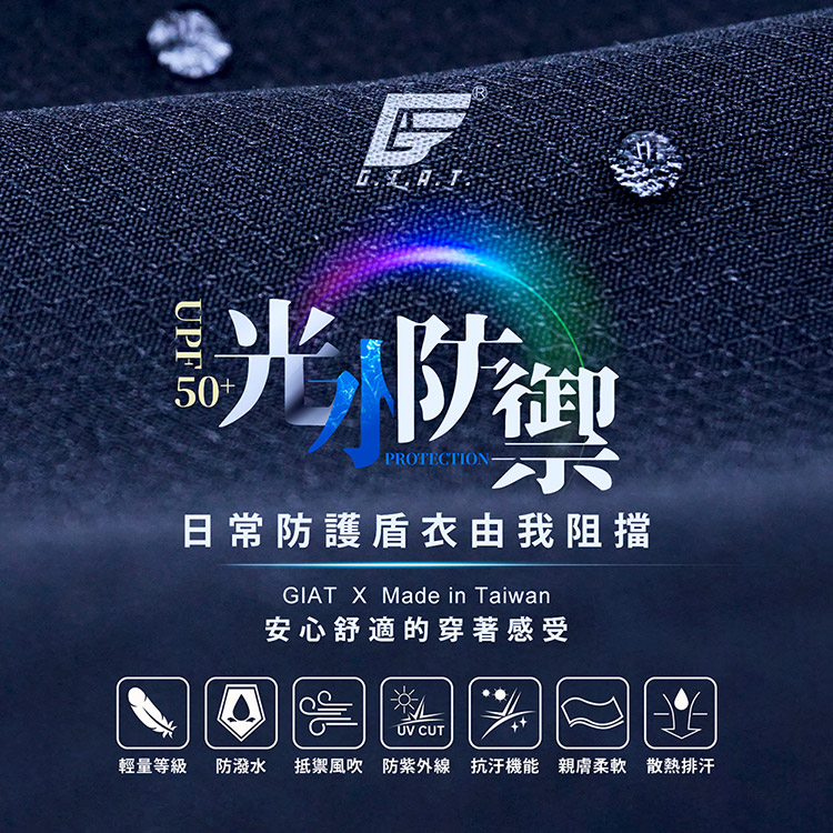       【GIAT】UPF50+防潑水機能風衣外套(連帽款/男女適穿-台灣