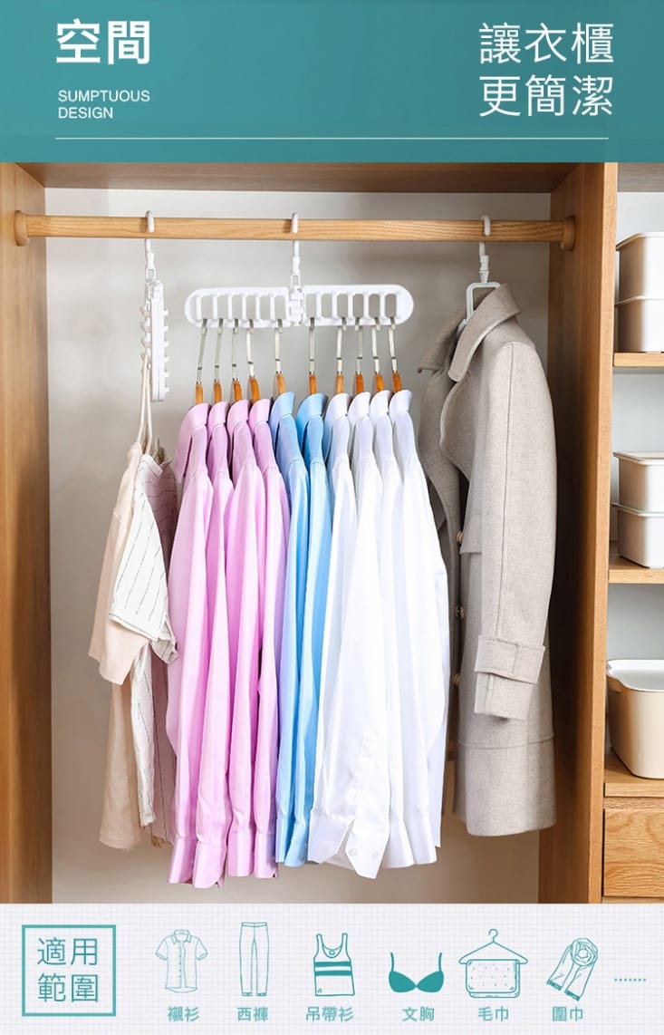 360度旋轉12孔魔術折疊衣架 魔術衣架 曬衣架 掛衣架 衣櫃收納 