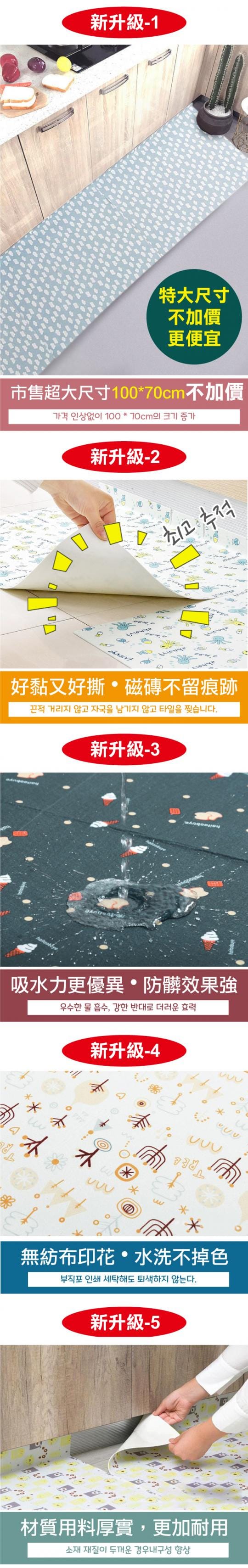 【ANDYMAY2】韓風拼接超大吸濕防滑地墊(100x70cm)