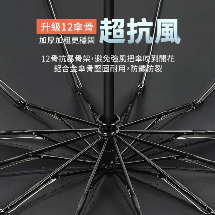 長江 12骨LED自動開收大傘面黑膠反向傘(自動折傘/安全照明/抗強風/防斷裂/