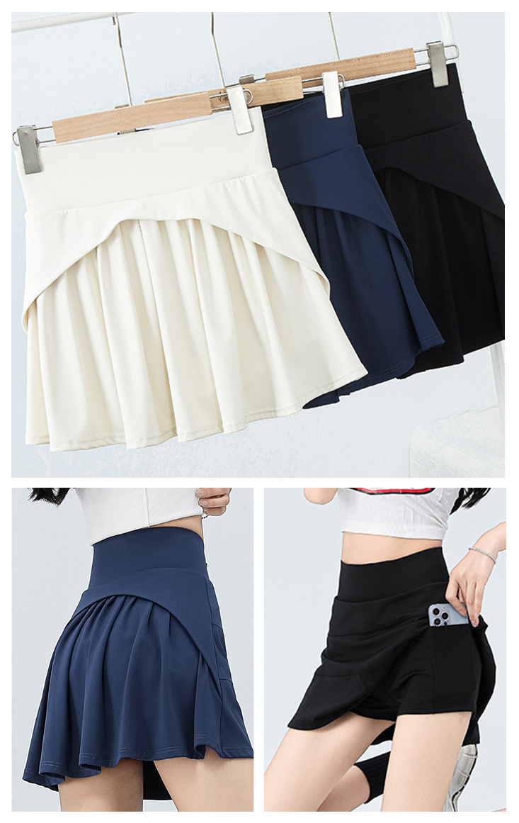假兩件高腰高彈力防走光口袋款運動A字短褲裙 2款任選 L-2XL