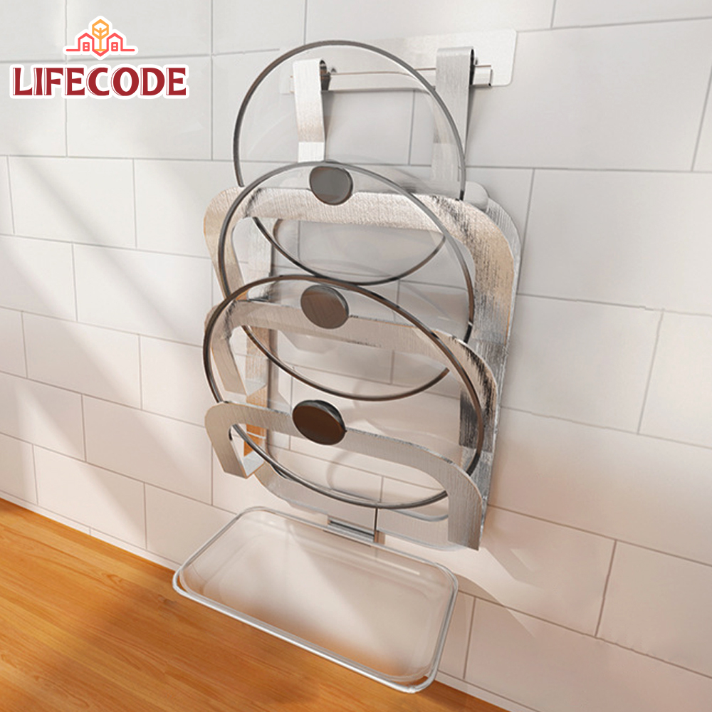 【LIFECODE】304不鏽鋼-免打孔-壁掛式-刀具架/砧板架