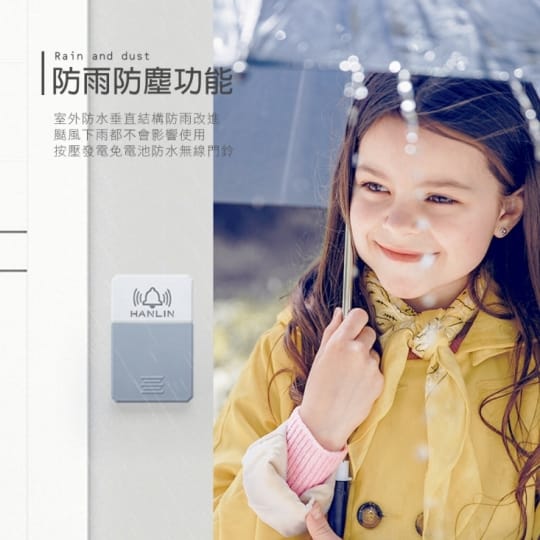 HANLIN-DRSOS 遠距無線門鈴求救鈴 (免裝電池)按鈕防雨