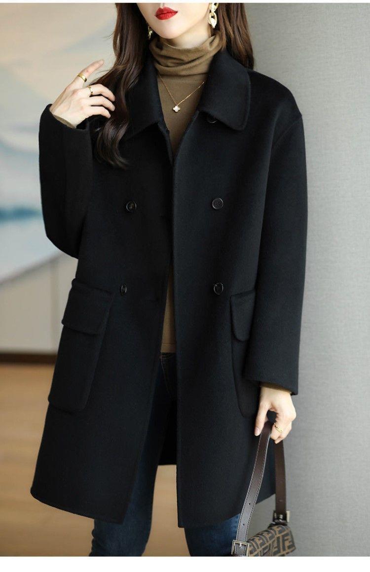韓版長版大碼保暖氣質毛呢大衣 保暖外套 L-3XL