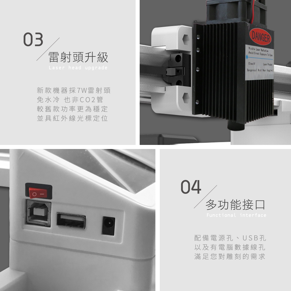 中文/日文/英文三種語言 HANLIN-7WLS 升級7W簡易雷射雕刻