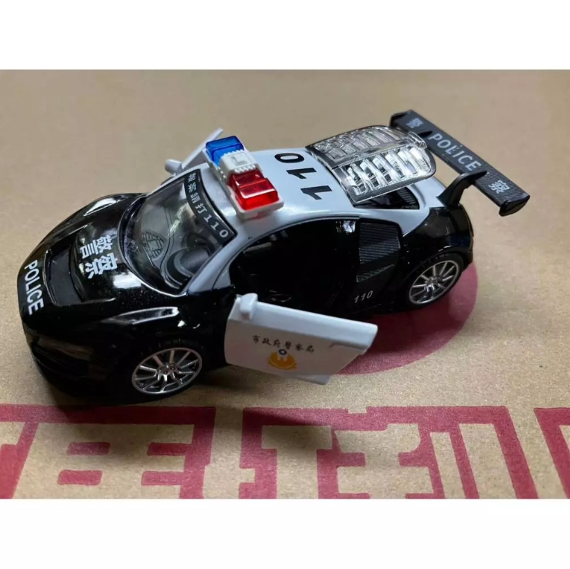 聲光迴力合金玩具-經典警車