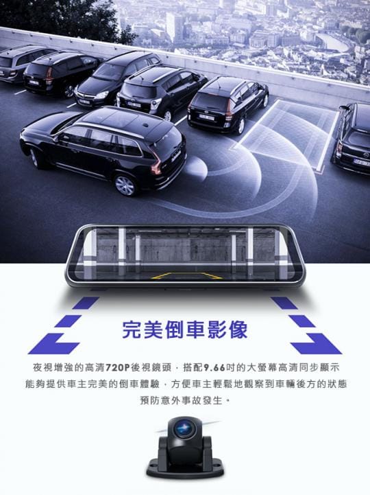 領先者ES-628 GPS測速提醒 前後雙鏡後視鏡行車記錄器