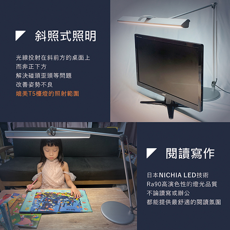 【德克斯】CHECK 12W LED三段式雙臂檯燈(CK116)