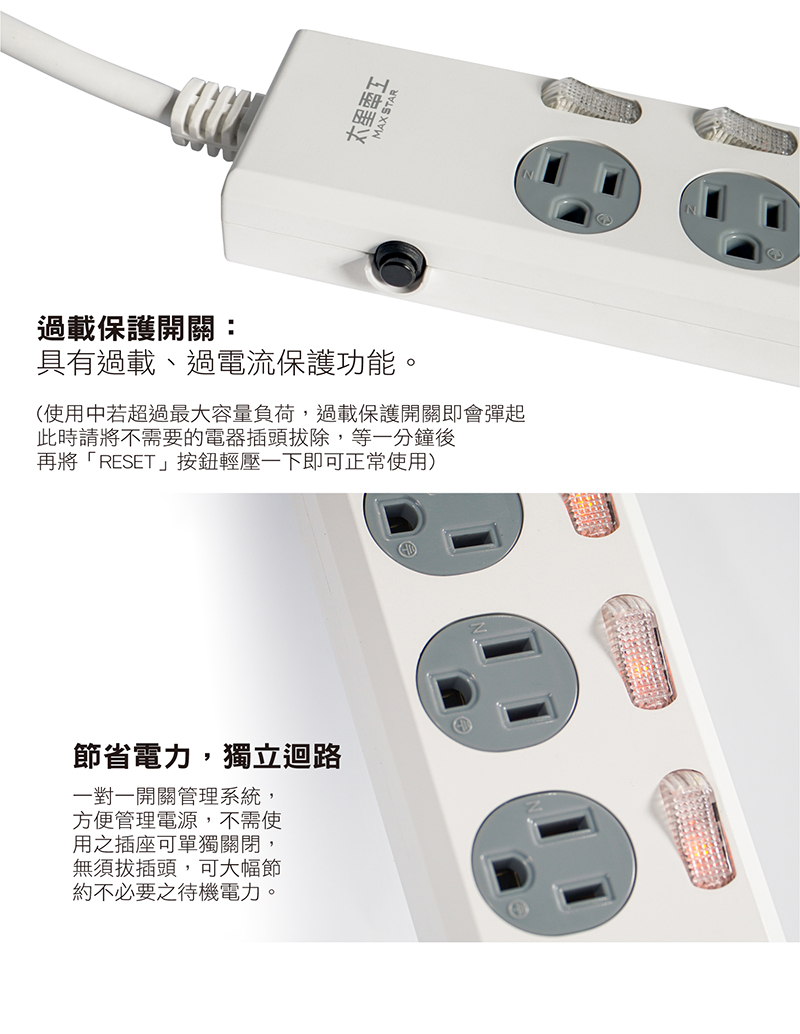 【太星電工】四開四插 3USB電腦線 3P(OCP44304 OCP44306)