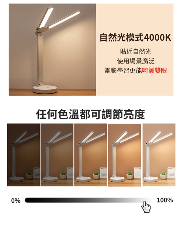 廣角可調光雙頭護眼檯燈