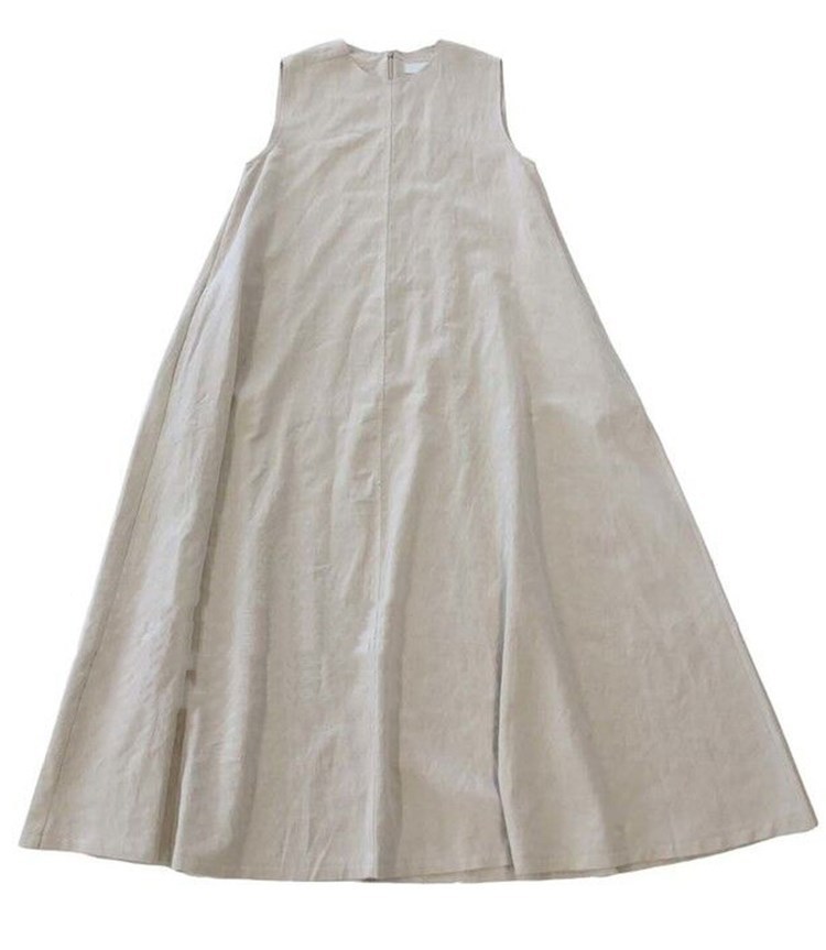 韓系修身顯瘦涼感簡約棉麻洋裝 棉麻連身裙 連衣裙 3色  