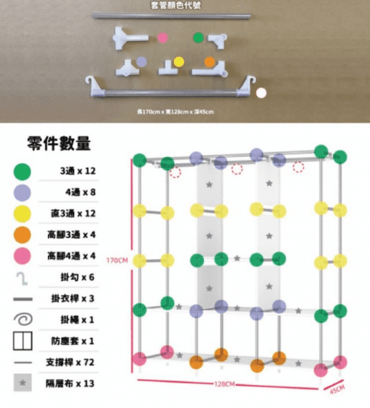 超大容量DIY組合防塵衣櫃(三色任選)