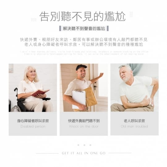 HANLIN-DRSOS 遠距無線門鈴求救鈴 (免裝電池)按鈕防雨