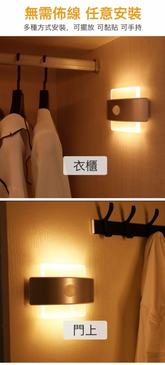 USB充電雙感應造型壁燈