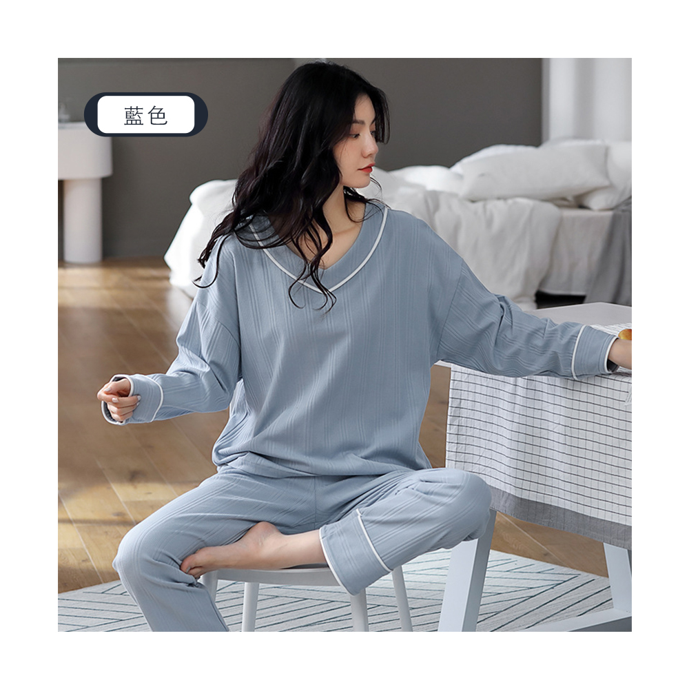 韓系大碼寬鬆簡約V領透氣居家睡衣 XL/2XL 家居服