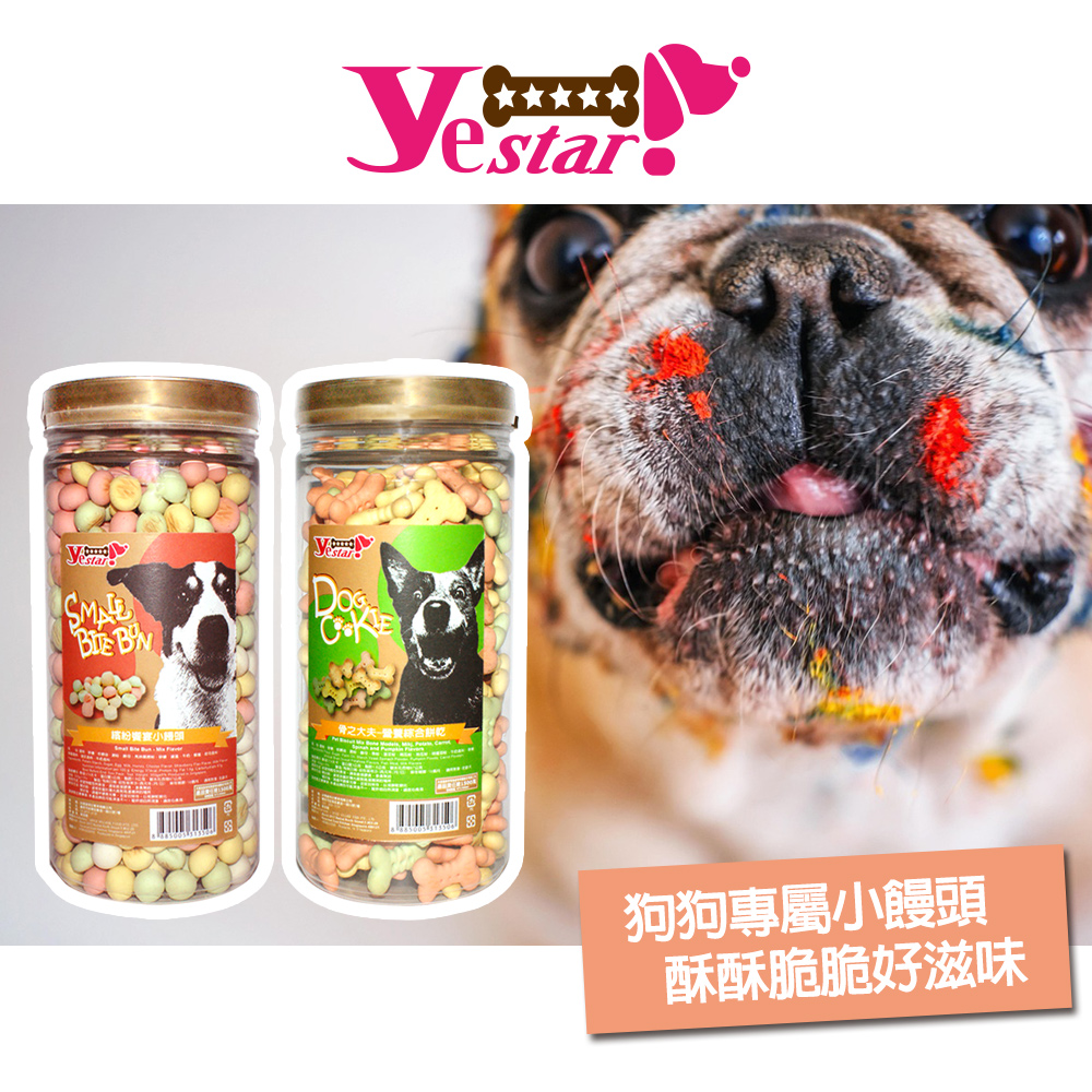 【Yestar】繽紛小餅乾綜合小饅頭罐裝300G 狗零食 狗餅乾 寵物零食
