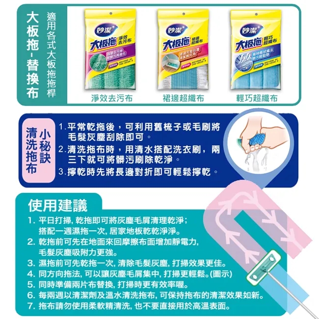 【妙潔】大板拖布替換包(淨效去污布/裙邊超纖布/輕巧超纖布) 拖把布 拖把 抹布