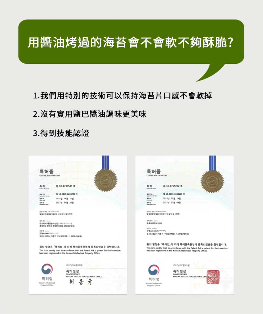 【韓味不二】韓國醬油味海苔 (12入/袋)