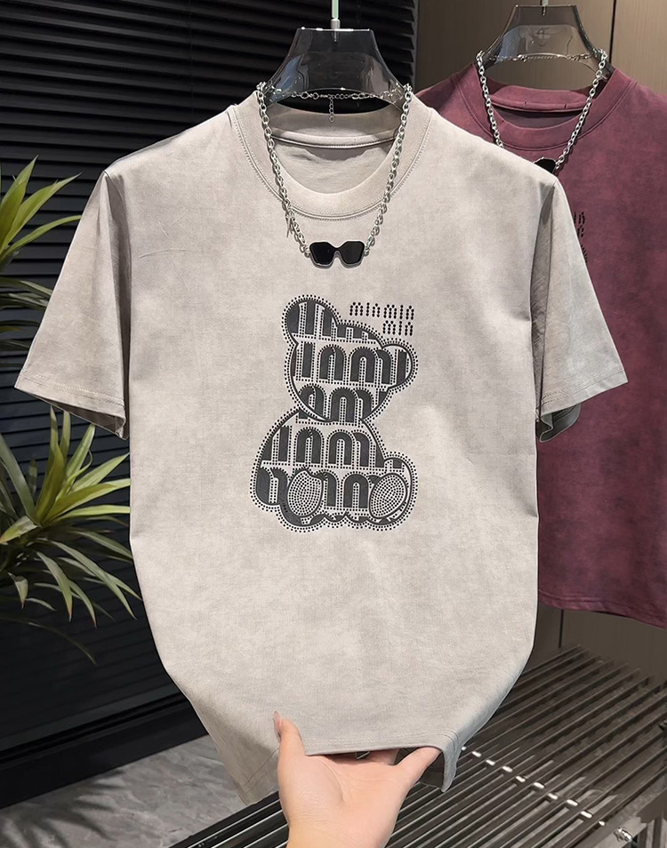 新款男士短袖圓領小熊印花T恤