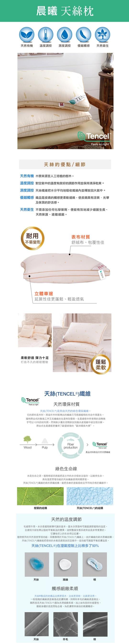 鴻宇HongYew 美國棉授權 防蹣抗菌多孔纖維枕2入
