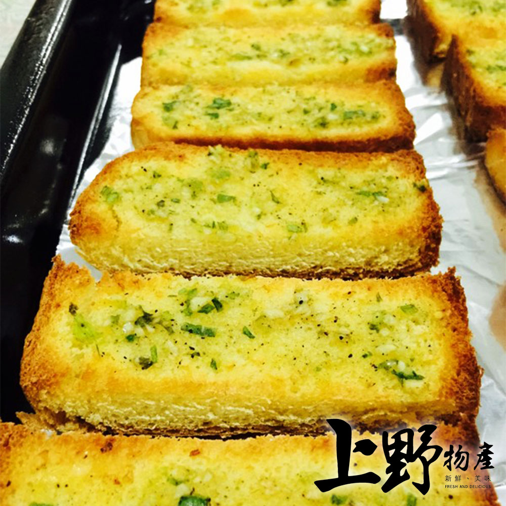       【上野物產】濃郁香蒜奶油厚切麵包磚 x6包(400g±10%/5個