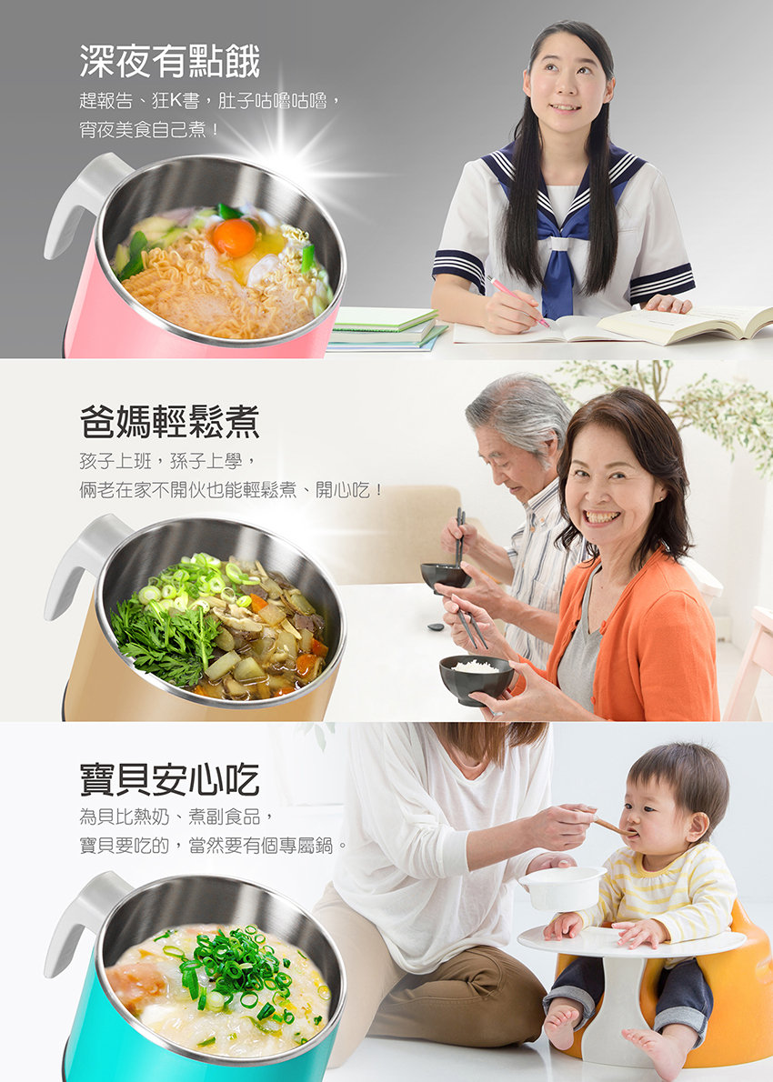 【MOLIJIA 魔力家】即食行熱-雙層防燙快煮美食鍋 一番神器超值組(料理鍋/