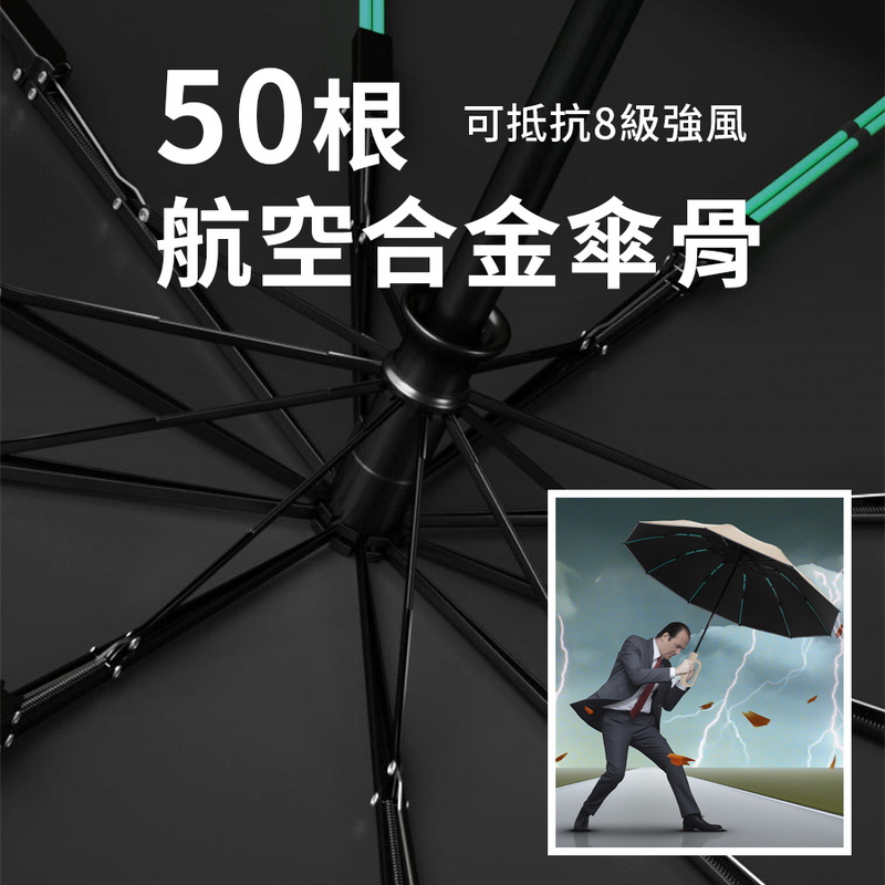 50骨正向環扣UV自動傘