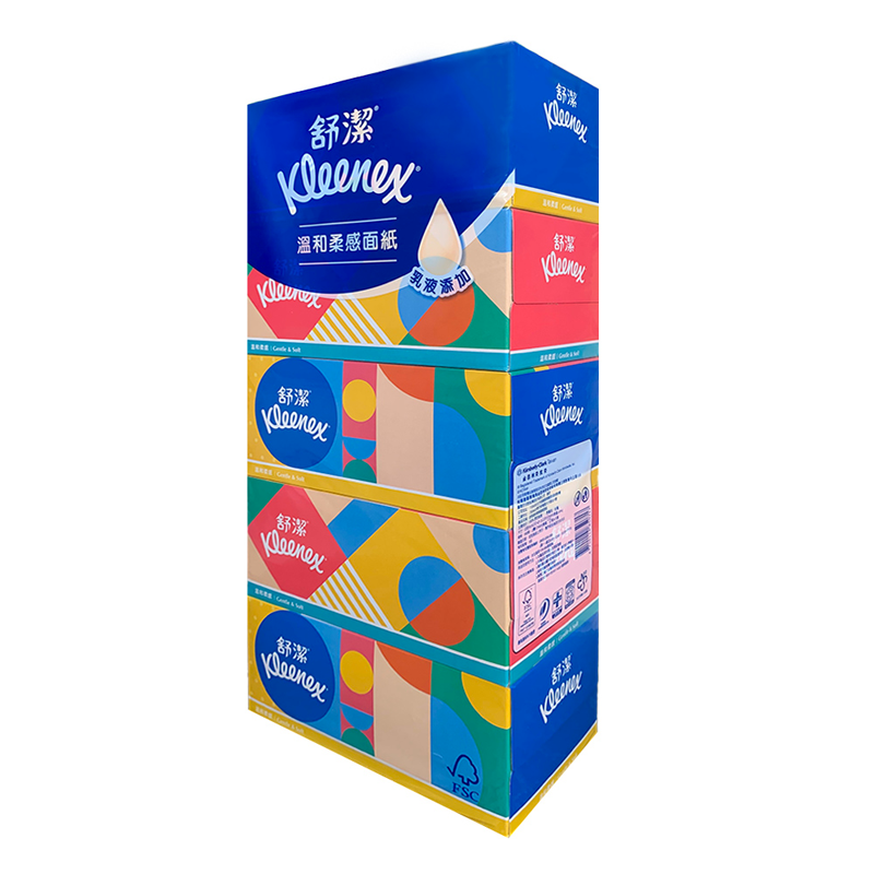 【Kleenex 舒潔】溫和柔感抽取式盒裝面紙 (180抽x10盒/箱)