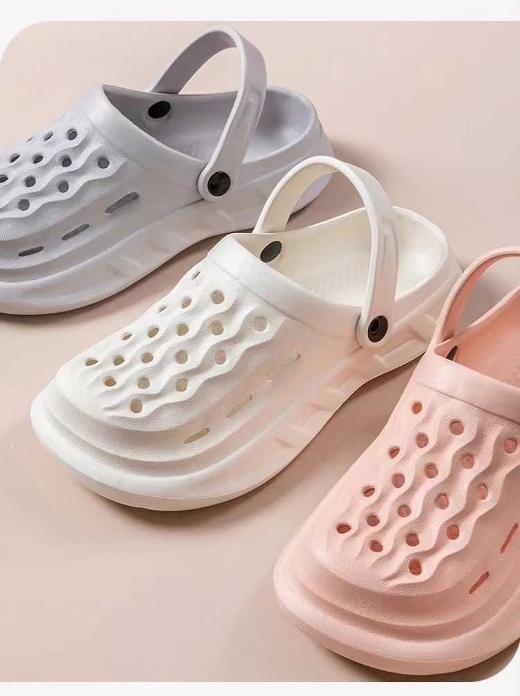 防水外穿男女情侶防滑舒適涼鞋水紋洞洞鞋 沙灘鞋 4色可選