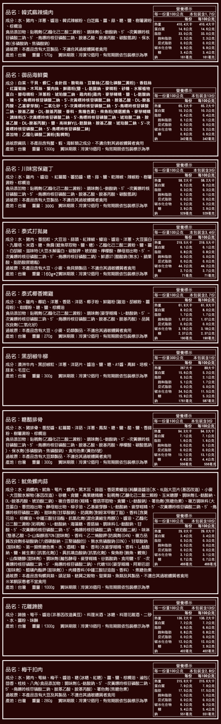 御品功夫年菜(9菜1湯)花雕蹄膀/梅干扣肉/御品海鮮羹等10道菜 6-8人份年