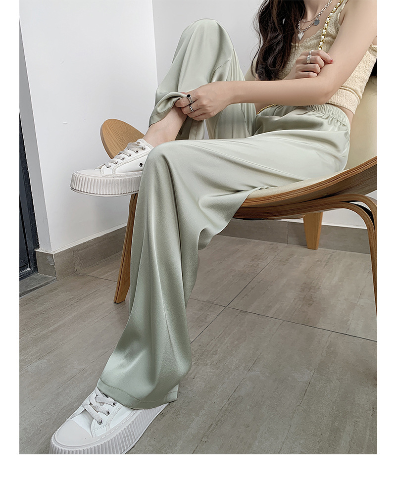 春夏冰絲涼感防曬修身寬鬆垂感闊腿褲 寬褲 休閒褲 四色任選