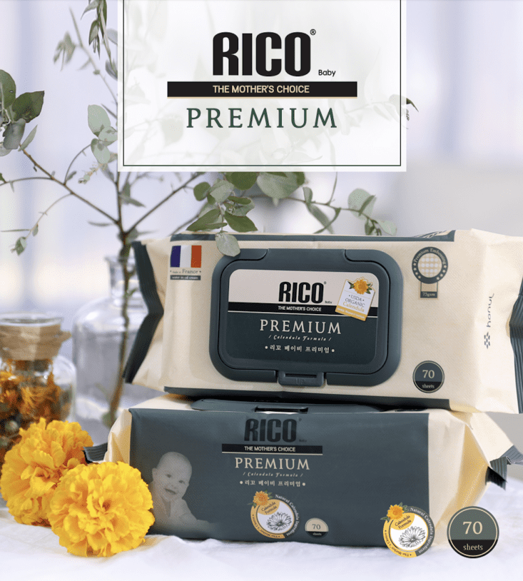 【韓國RICO baby】金盞花有機超厚款濕巾Premium70片x12包/組