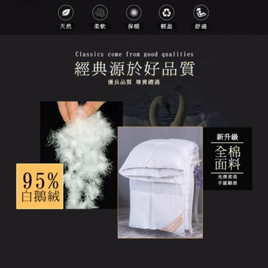 95% 天然保暖羽絨被