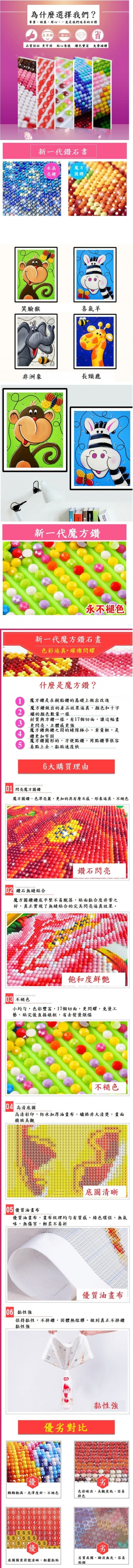 5D鑽石畫卡通動物水晶圓鑽