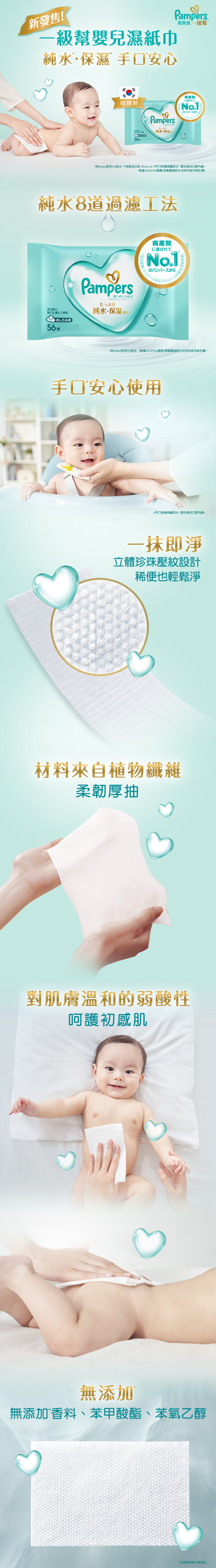 【幫寶適】一級幫 嬰兒濕紙巾/純水保濕 厚抽型 56抽 濕巾 寶寶濕巾