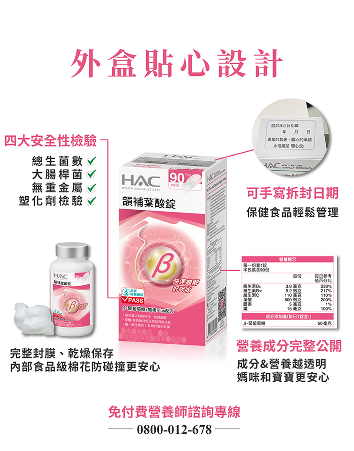 【永信HAC】韻補葉酸錠(90錠/盒) 高單位鐵+葉酸 6大孕婦營養配方