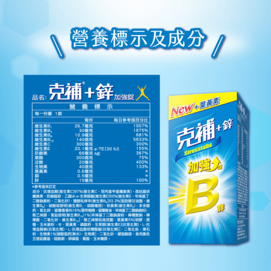 【克補】B群+鋅加強錠30+60錠 營養補充品
