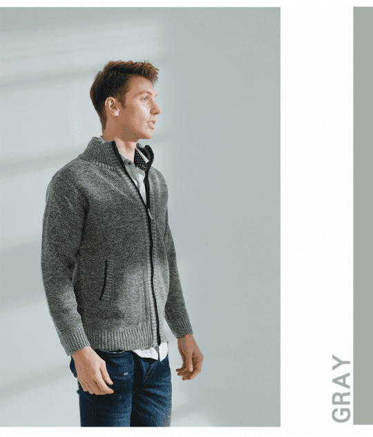 韓版立領型男羊毛針織毛衣(KDC-M9137)