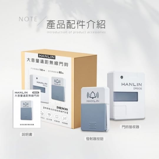 HANLIN-DRSOS 遠距無線門鈴求救鈴 (免裝電池)按鈕防雨