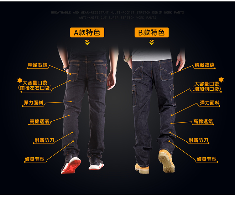 【YT shop】兩件組＿經典耐磨素面丹寧工作褲(抗刀割)
